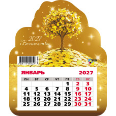 Календарь фигурный на магните 2027 денежное дерево