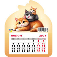 Календарь фигурный на магните 2027 коты