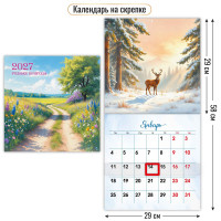 Календарь на скрепке с курсором 290х290 2027 природа