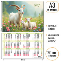 Календарь-плакат А3 на картоне 2027 символ года Календарь-плакат А3 на картоне 2027 символ года