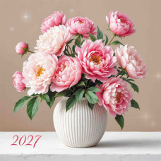 Календарь на скрепке 230х230 2027 цветы