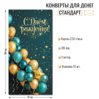 Конверт для денег стандарт с днем рождения